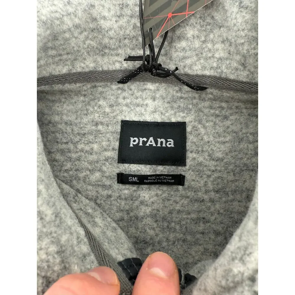 NWT prAna Mens Tri Thermal Threads Henley Top Pockets 3/4 Button Heather Gray